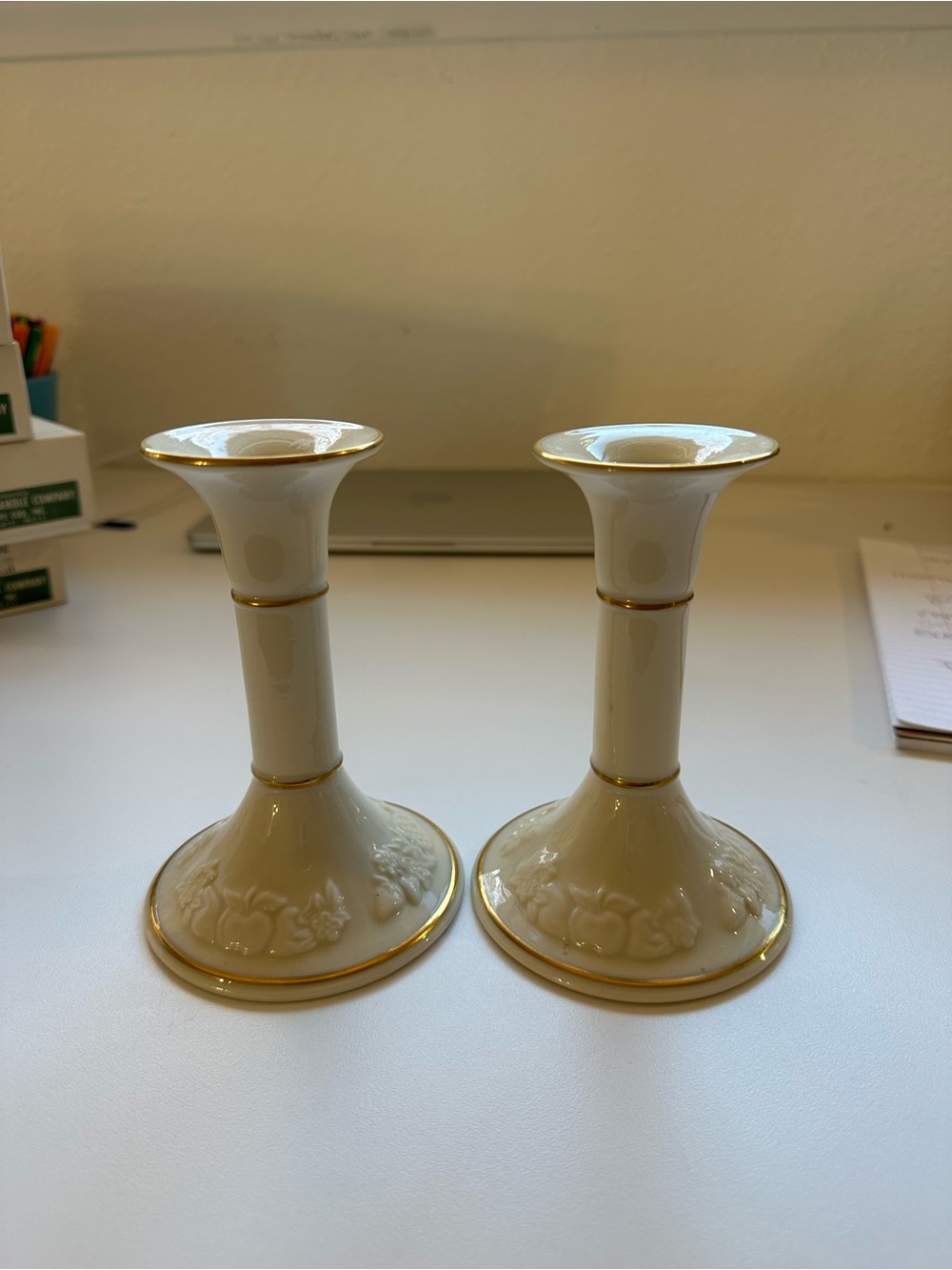 Lenox - fruits of life candlestick holders. Pair.